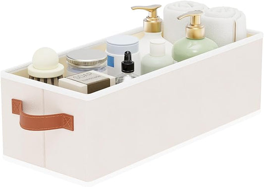 Fabric Storage Bins with Lids, Linen Foldable Clothes Boxes, Closet Organizer Containers with Double Handles, Baskets for Bedroom, Grey, 1 Pack, 14.96 x 6.1 x 5.11Inch-NeatNest