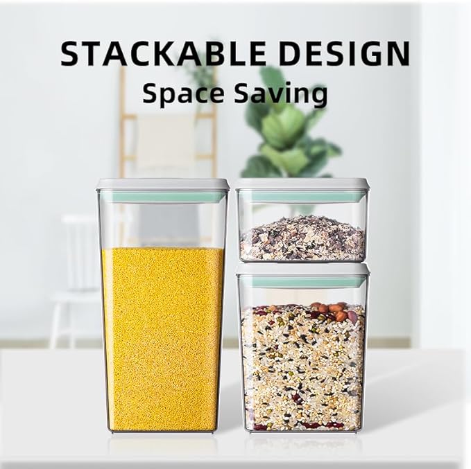Food Storage Containers with Lids Airtight- 3Pcs BPA-Free Kitchen and Pantry Organization Pop Containers, Leakproof Stackable Kitchen Storage Containers for Cereal, Flour, Sugar (0.5, 1.2, 1.8 QT)-NeatNest