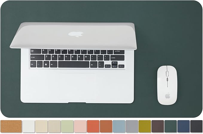 Cork Desk Mat - Small Dual-Sided Desk Pad for Office and Home - Desk Organization and Accessories - Ideal for Large Mouse Pad and Small Desk Mats on Top of Desks(Dark Green,23.6"x 13.8")-NeatNest