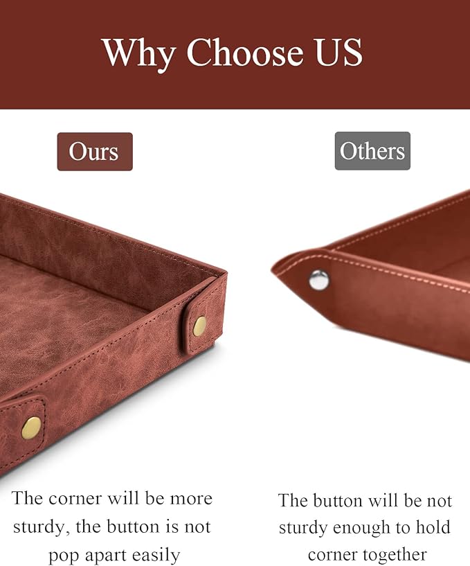 CASIRENA Father's Day Gifts Faux Leather Valet Tray Organizer for Men - Catch-All Tray for Entryway Table Key, Wallet, Watch, Coin Change, Phone, Dresser EDC Dump Jewelry, Bedside Nightstand Desk-top-NeatNest