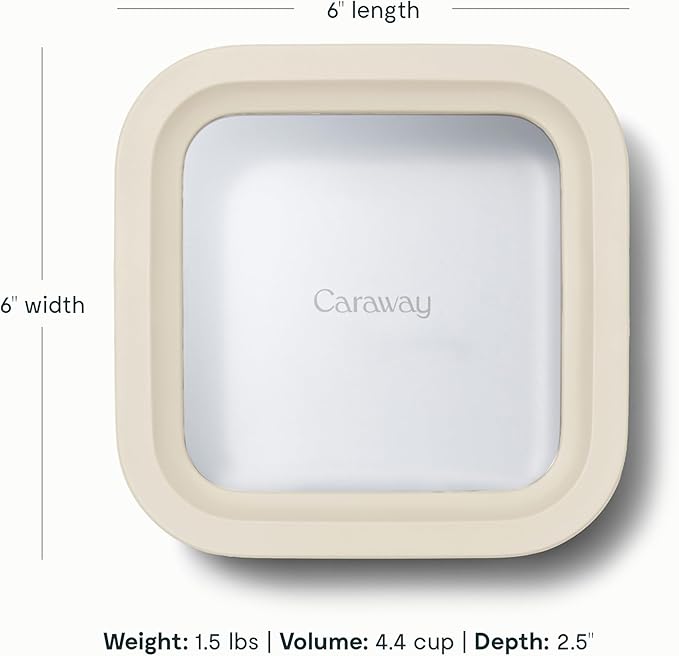 Caraway Glass 4.4 Cup Food Container - Ceramic Coated for Nonstick Storage with Glass Lids - Dishwasher, Oven & Microwave Safe-NeatNest