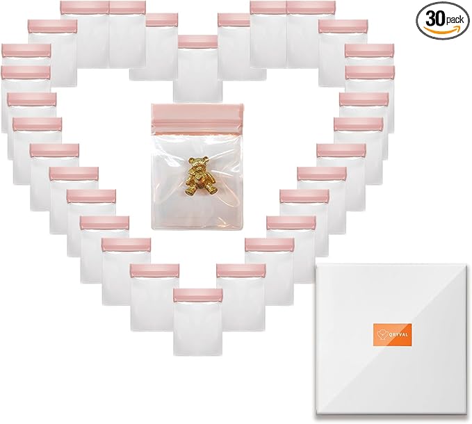 30 PCS Clear Plastic EVA Anti Tarnish Jewelry Storage Bags, Zip Ziplock Jewelry Pouches for Selling & Gift, Little Mini Travel Organizer for Ring Earing Chain Bracelet (M)-NeatNest