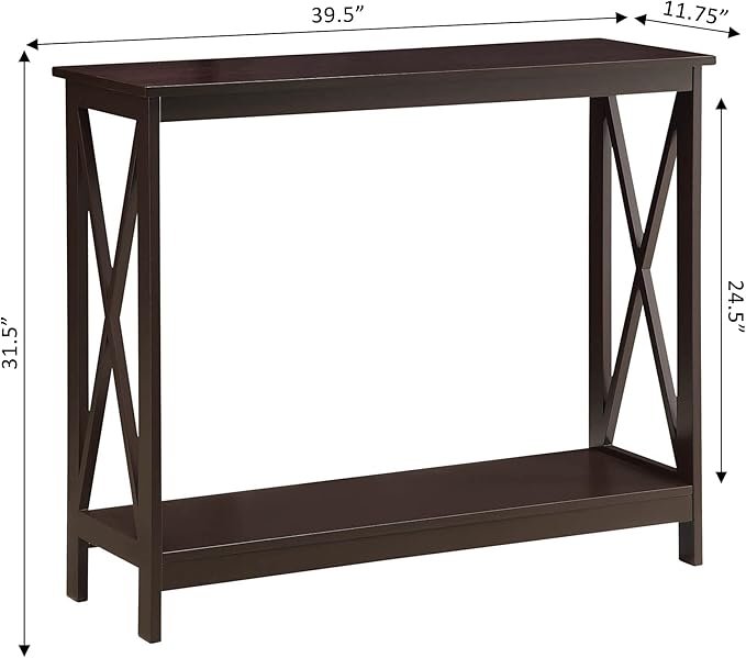 Convenience Concepts Oxford Console Table 39.5" - Sofa Table with Storage Shelf, Transitional Entryway Hall Table for Living Room and Bedroom, Display Foyer Table, Espresso-NeatNest