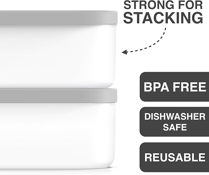 BALCI - Ice Cream Container - 2 Quart - Perfect Reusable Freezer Storage for Homemade Ice Cream Tubs for Sorbet, Frozen Yogurt and Gelato! - Flexible Silicone Lids, Long Scoop, Stackable - Grey