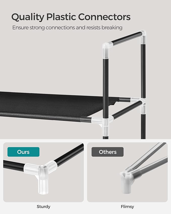 SONGMICS 5-Tier Shoe Rack, Shoe Storage for Hallway Closet, Slim and Space-Saving, Metal Frame, Non-Woven Fabric Shelves, Black ULSH55H-NeatNest