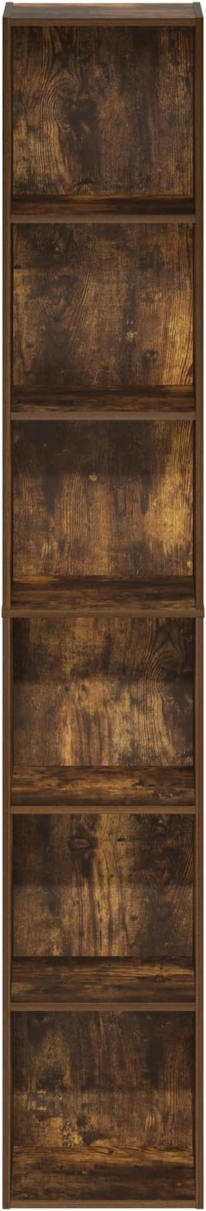 Furinno Luder 6-Tier Open Shelf Bookcase, Amber Pine-NeatNest
