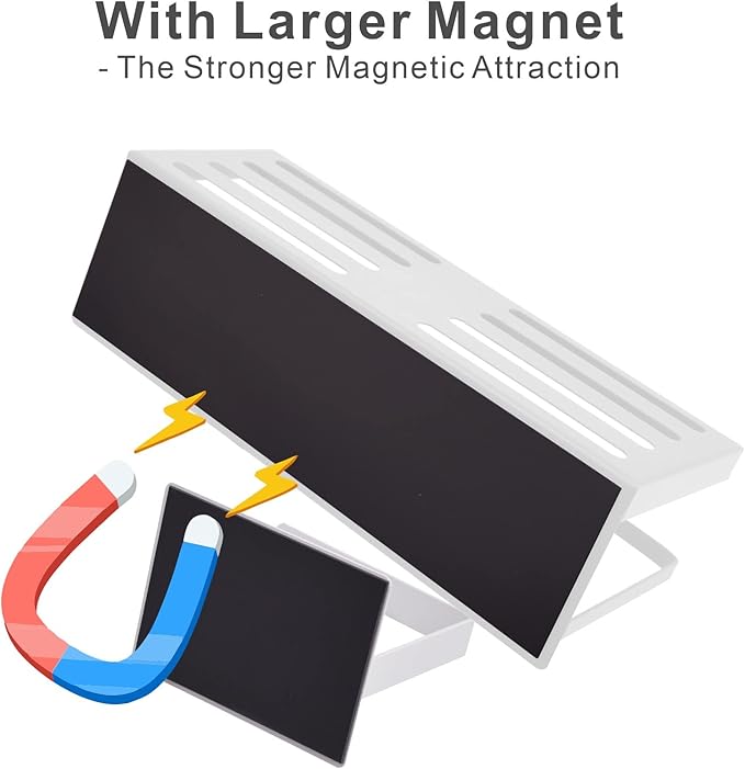 Magnetic Spice Rack for Refrigerator Magnetic Fridge Shelf for Kitchen Spice Organizer Magnetic Shelf for Fridge Space Saving White 2 Pack with Magnetic Paper Towel Holder