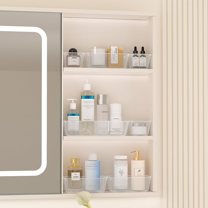 72 PCS Plastic Drawer Organizer Set, 4-Size Clear Bathroom and Vanity Desk Drawer Organizer Trays, Non-Slip Versatile Storage Divider Bins for Makeup Jewelry Bedroom Office Kitchen Gadgets-NeatNest