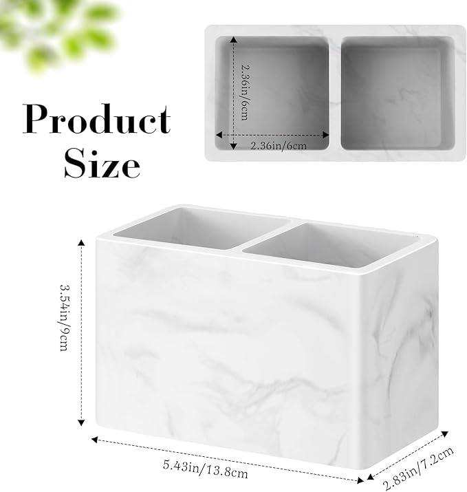 Luxspire Toothbrush Holder, Fast Drying Tooth Brush Holder for Bathroom, Diatomite Electric Tooth Brush and Toothpaste Organizer for Bathroom Kitchen Vanity Countertop, Marble White
