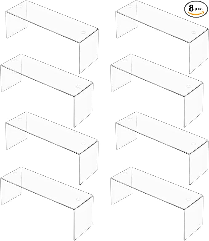 8 Packs Cabinet Organizer Shelf, Acrylic kitchen Cabinet Shelves, Shelf Riser for Dishes, Spices, Soda Cans and Bottles（12.4 x 4 x 4.6 inch）-NeatNest