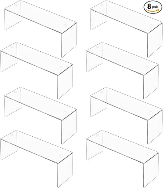 8 Packs Cabinet Organizer Shelf, Acrylic kitchen Cabinet Shelves, Shelf Riser for Dishes, Spices, Soda Cans and Bottles（12.4 x 4 x 4.6 inch）-NeatNest
