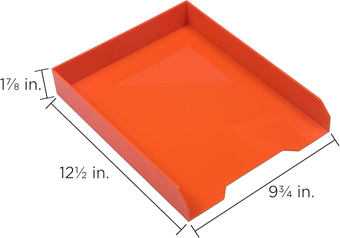 JAM PAPER Stackable Paper Trays - Orange - Desktop Document, Letter, & File Organizer Tray - Sold Individually-NeatNest