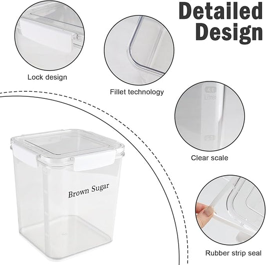 Brown Sugar Keeper,Airtight Food Storage Containers,BPA-Free Brown Sugar Container, Food Saver Container,Plastic Storage Containers with Lids & Spoon for Baking,Salt,Flour,Coffee Beans Jar-NeatNest