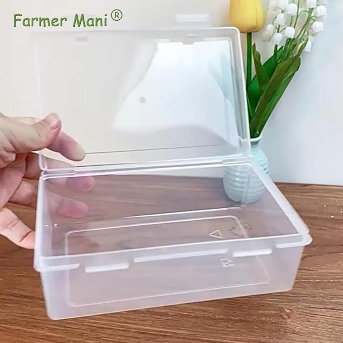 2 Pack Rectangle Small Storage Containers Box 6.5 x 4.17 x 2.28 inch, Clear Plastic Storage Containers Box for Collecting Small Items, Beads, Game Pieces, Business Cards, Crafts Accessories-NeatNest