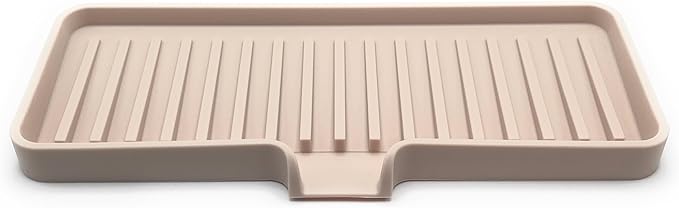 Happitasa Silicone Soap Dish Tray and Sponge Holder with Drain Chute | Bathroom and Kitchen Sink Organizer Caddy (Sand Dollar, 9"x3.5", 5.6 Ounces)-NeatNest