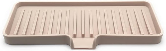 Happitasa Silicone Soap Dish Tray and Sponge Holder with Drain Chute | Bathroom and Kitchen Sink Organizer Caddy (Sand Dollar, 9"x3.5", 5.6 Ounces)-NeatNest