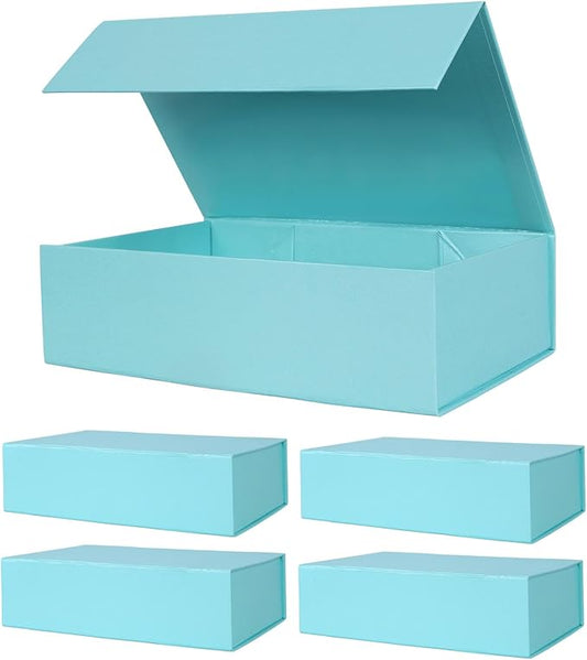 Aimyoo Blue Magnetic Gift Boxes with Lids 10.5x7x3 in, Medium Bridesmaid Groomsman Proposal Box, Rectangle Collapsible Box for Present Graduation Birthday Storage 5 Pack-NeatNest