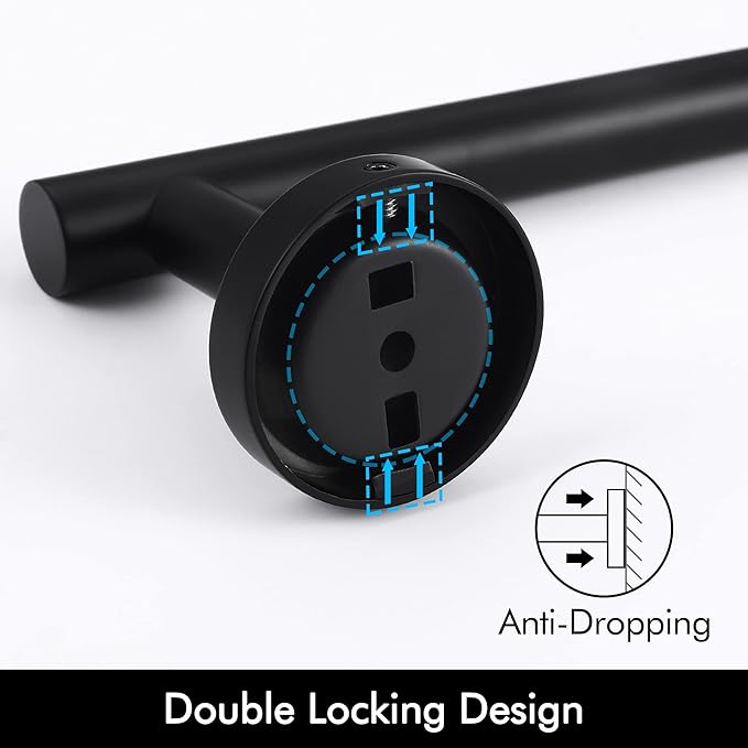 KES 27.6 Inches Matte Black Bathroom Towel Bar Shower Hand Towel Holder Hanger SUS304 Stainless Steel RUSTPROOF Wall Mount, Total Length 29.9 Inch, A2000S75-BK