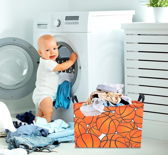 CLOCOR Rectangular Basketball Storage Basket Empty, Gift Basket, Room Decor(Basketball)-NeatNest