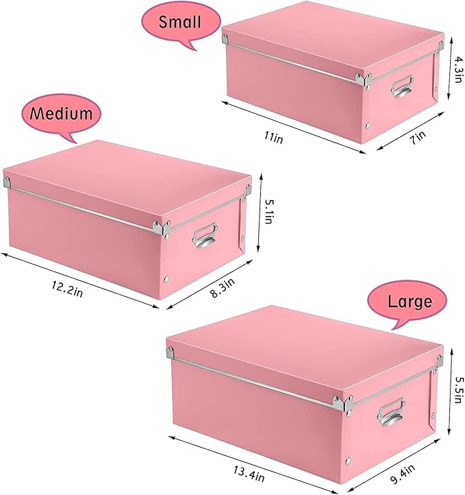 XUCHUN File Storage Boxes, Foldable Storage Bins with Lid 3 in 1 Set, Press-Stud Fastening, Moisture-Proof, Space Saving Storage, Photoes, Files, Closets-NeatNest