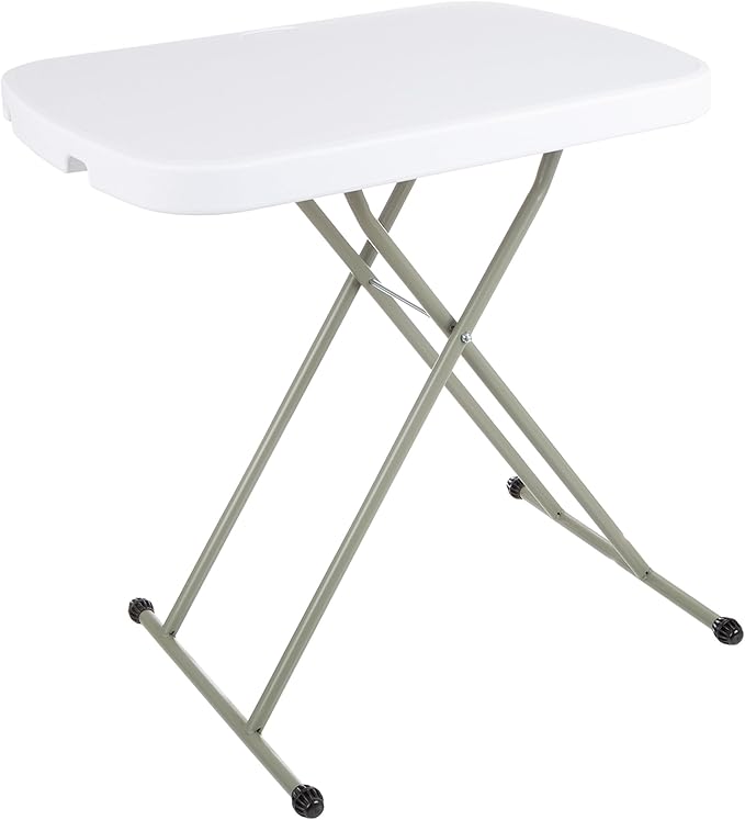 Everyday Home Folding Table - Lightweight Portable Folding Desk - Small Plastic Table for TV Tray, Playing Cards, and Craft Room (White)-NeatNest