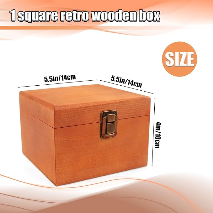 Keepsake Box, Wooden Box Decorative Box Decorative Storage Box, Wooden Keepsake Box For Crafts Art Hobbies And Home Decoration (5.5 x 5.5 x 3.9 inches)-NeatNest