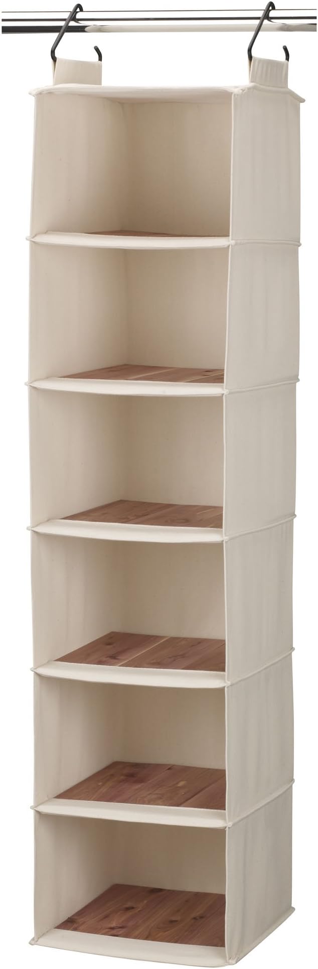 Household Essentials Cedarline 6-Shelf Hanging Closet Organizer, Heavy-Duty Cotton Canvas, Breathable, Versatile, Compact, Perfect for Rod or Wire Closets, Natural-NeatNest