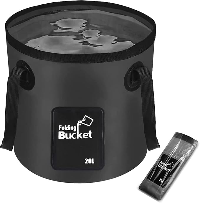 Wlikn Collapsible Bucket with Handle, Lightweight 5 Gallon 20L Folding Water Container, Portable Wash Basin for Camping, Fishing, Gardening, Car Washing, and Outdoor Use-NeatNest