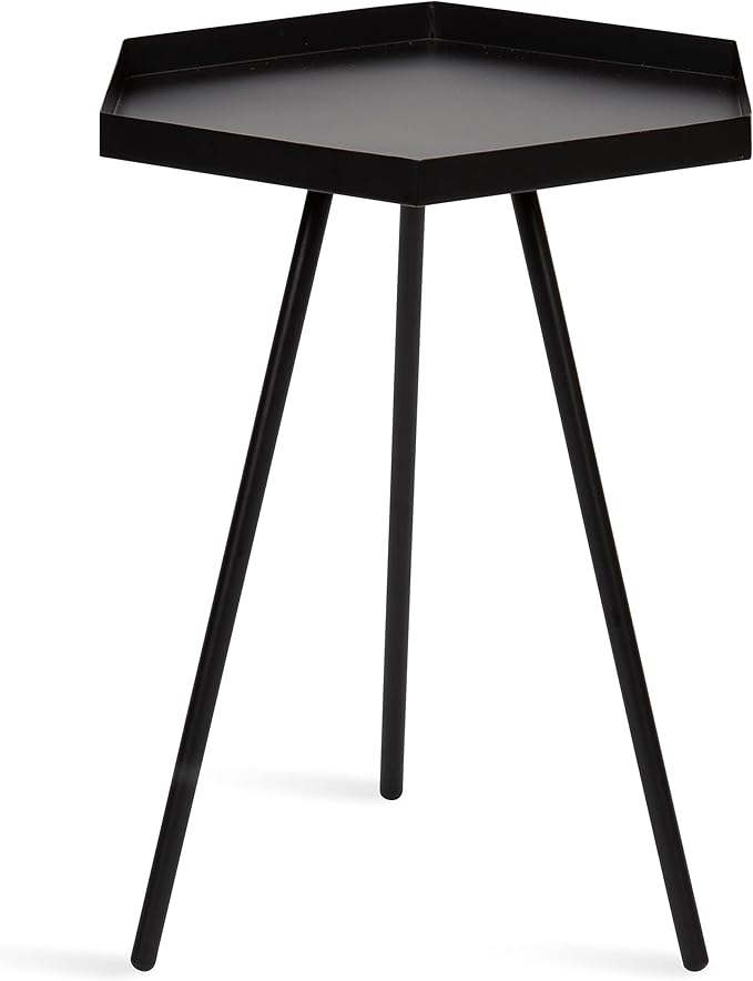 Kate and Laurel Kashvi Modern Side Table; 17 x 15 x 20; Black; Decorative Hexagon Bedroom Nightstand Table for Storage and Display