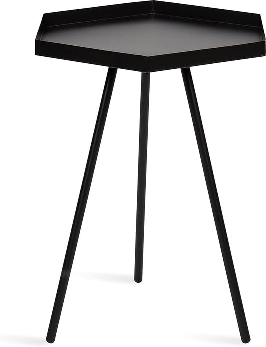 Kate and Laurel Kashvi Modern Side Table; 17 x 15 x 20; Black; Decorative Hexagon Bedroom Nightstand Table for Storage and Display