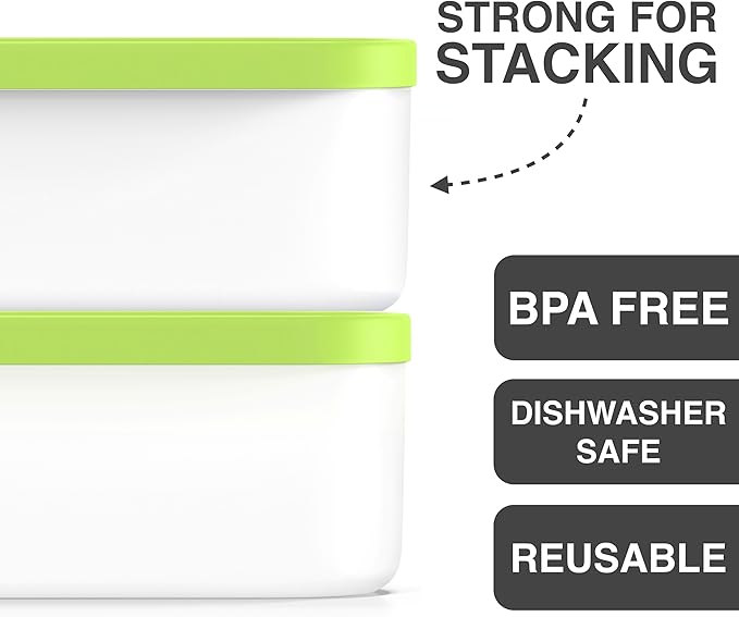 BALCI - Ice Cream Container - 2 Quart - Perfect Reusable Freezer Storage for Homemade Ice Cream Tubs for Sorbet, Frozen Yogurt and Gelato! - Flexible Silicone Lids, Long Scoop, Stackable - Green