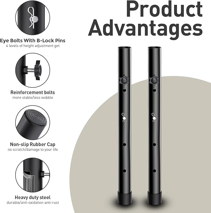 4 Heights Folding Table Leg Extenders,Heavy Duty Folding Table Leg Extensions, Table Leg Risers for Straight/Bent Legs,Table Height Extenders/Lifter-8pcs-NeatNest