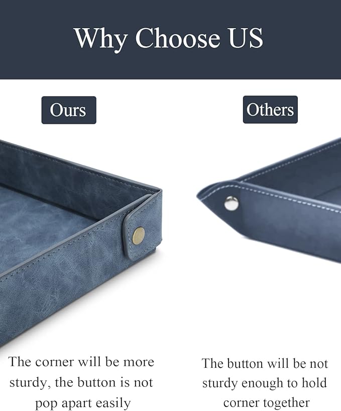 CASIRENA Father's Day Gifts Faux Leather Valet Tray Organizer for Men - Catch-All Tray for Entryway Table Key, Wallet, Watch, Coin Change, Phone, Dresser EDC Dump Jewelry, Bedside Nightstand Desk-top-NeatNest