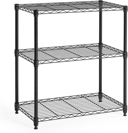 CAPHAUS 3/4/5-Tier Adjustable Height Wire Shelving Unit, Metal Steel Storage Shelve, Rack Shelving, Garage Shelving Storage Organizer, Utility Storage Shelf, 3-Tier Without Wheels, Black-NeatNest