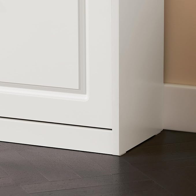 Haotian Shoe Storage Bench with Cushion, White Narrow Shoe Rack for Entryway, Small Shoe Cabinet with 2 Tiers Flip-Drawer, Closet Hallway Mudroom FSR82-L-W-NeatNest