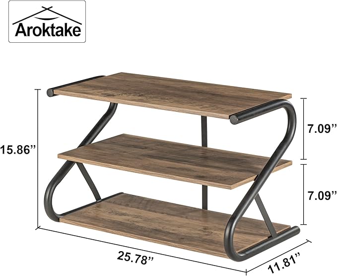 Shoe Rack, Z-Frame Wooden 3-Tier Shelf with Durable Metal Shelves, Shoe Organizer for High Heels, Hallway, Living Room, Closet, Bedroom (Light Rustic)-NeatNest