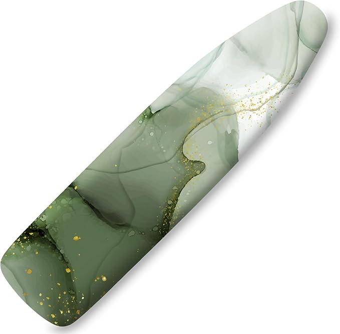 Extra Thick Ironing Board Cover and Pad, Sage Green Marble 15x54 Ironing Board Cover, Resist Scorching and Staining,Elastic Edges,Abstract Gray and Golden