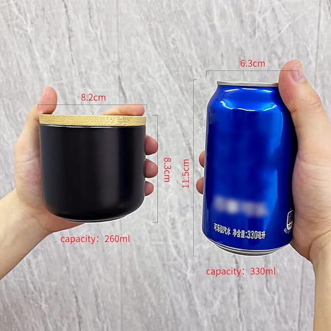 Ceramic Food Storage Jar Canister Modern Design Food Canisters with Airtight Seal Bamboo Lid, Loose Tea Coffee Spice Nuts Snacks Storage Jar Canister (Black 8.79oz/260ml)-NeatNest