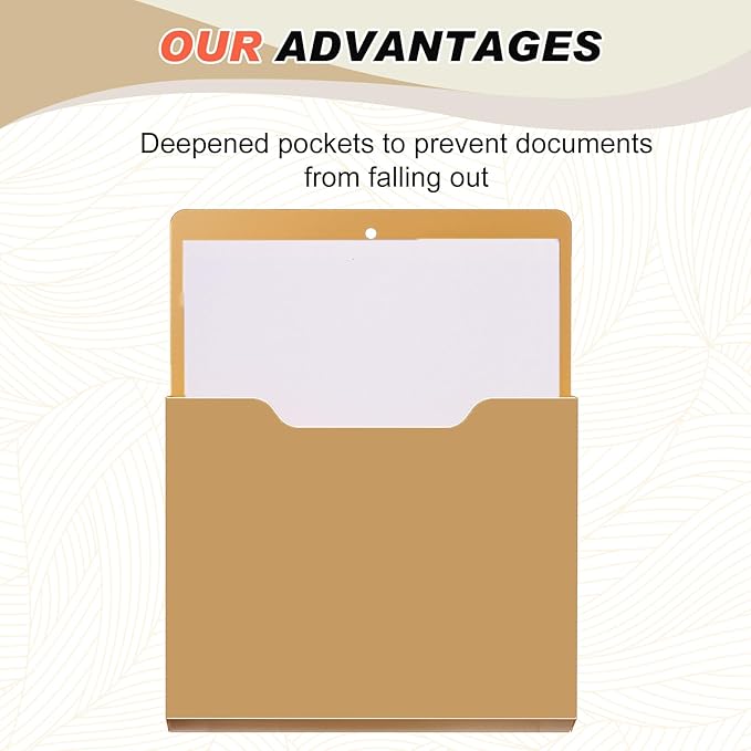 Fuutreo 6 Pcs Magnetic Wall File Organizer Magnetic Wall File Holder Refrigerator Magazine Holder for Mail Letters Paper(Mocha Mousse Color,10 x 13 Inch,Vertical)