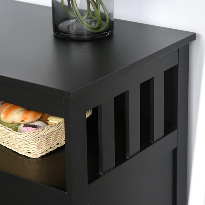 HOMCOM Sideboard Buffet Cabinet, Modern Coffee Bar Cabinet with 2-Level Shelf and Open Compartment, Black-NeatNest