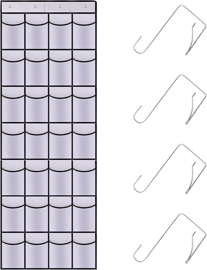 28 Mesh Pockets Hanging Shoe Organizer, Over the Door Shoe Organizer，Closet Storage Holder for Back of Door Storage Holder for Back of Door(White)-NeatNest