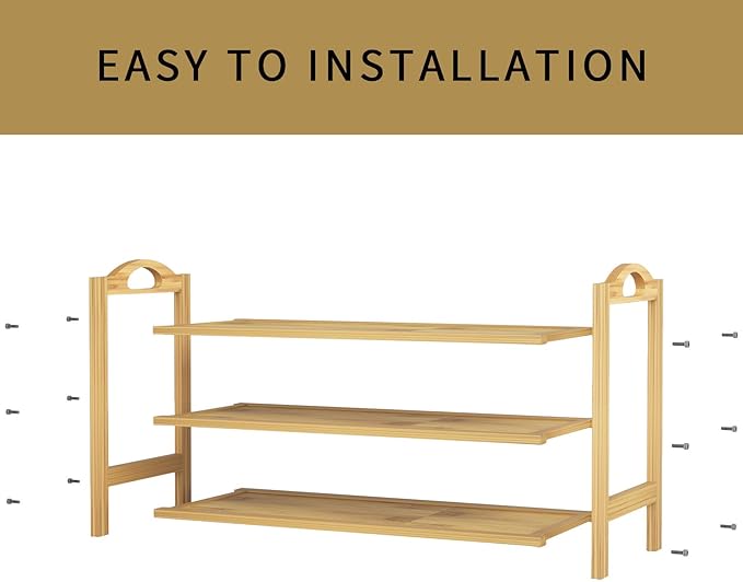 UDEAR Bamboo Shoe Rack 3-Tier Shoe Storage Organizer Entryway Shoe Shelf-NeatNest