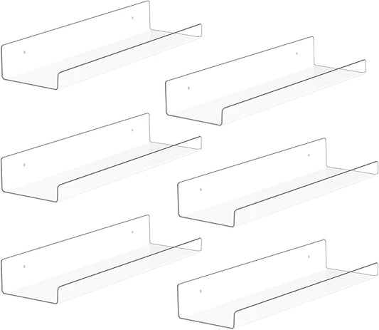 Acrylic Wall Shelf -3 Size&2Color (Clear- 6P, 3.9X15 inches)
