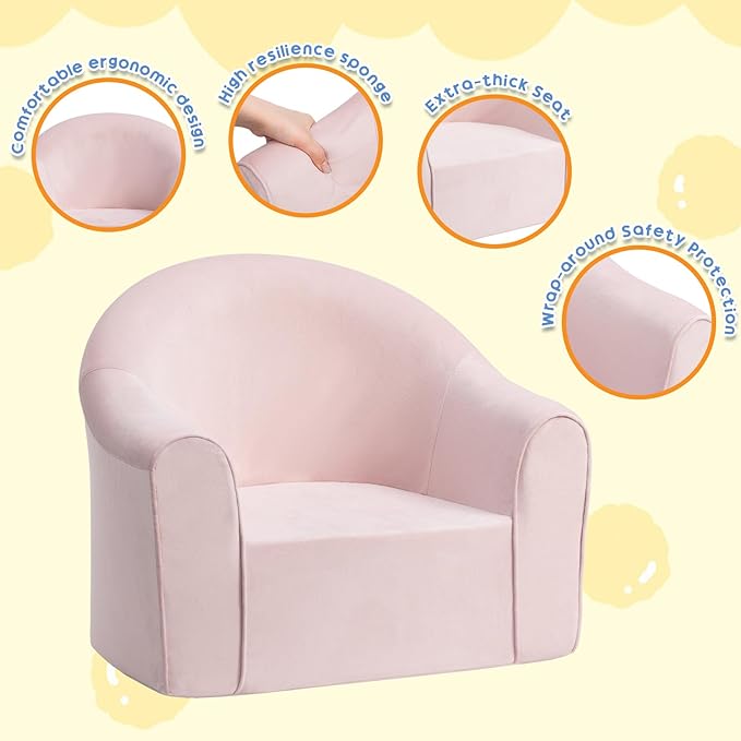 ALIMORDEN Adorable Toddler Chair, Snuggly Soft Foam Seat for Little Ones with Removable Washable Cover - Small Kids Reading Couch, Pink-NeatNest