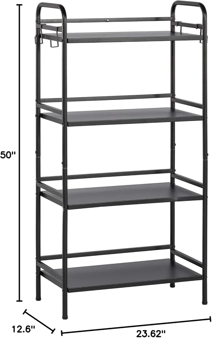 HDANI Storage Shelves, 4-Tier Metal Storage Rack with Shelf,Shelf Organizer,Garage Standing Shelving Unit for Laundry,Bathroom,Kitchen,Pantry, Closet,23.6''W X 13.8''D X 50 H''H,Black