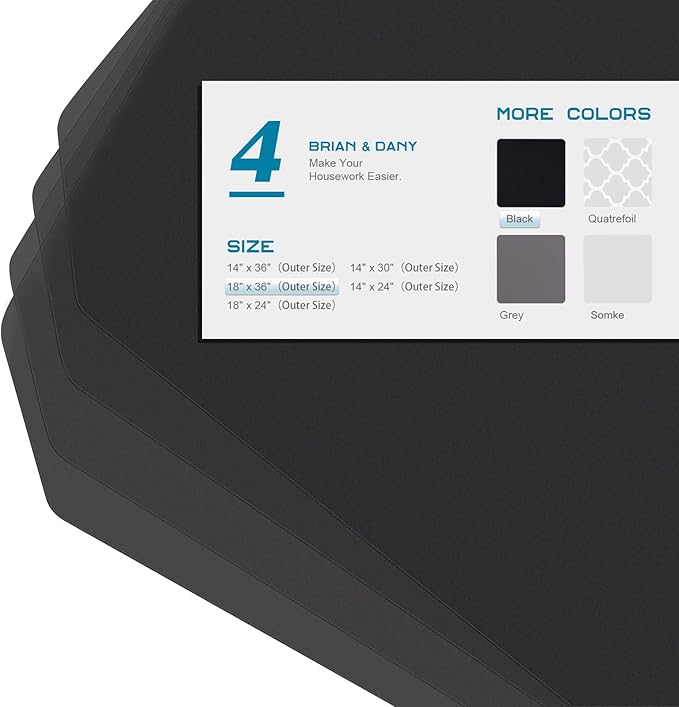 BRIAN & DANY Wire Shelf Liner 18" X 36", Heavy Duty Shelf Liners for Wire Shelving, Waterproof Protector Mats, Set of 4, Black-NeatNest