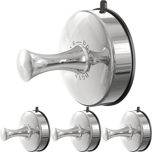 DGYB Suction Cup Hooks Set of 4 Suction Bathroom Hook for Wall Chrome Shower Hooks for Inside Shower 304 Stainless Steel Towel Hook for Glass Door Hanging Robe, Loofah, Coats-NeatNest