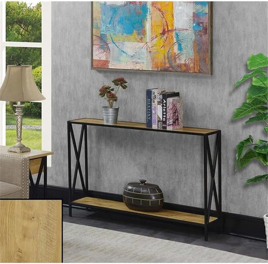 Convenience Concepts Tucson Console Table 47.25" - Modern Sofa Table with Storage Shelf, Entryway Hall Table for Living Room, English Oak/Black-NeatNest
