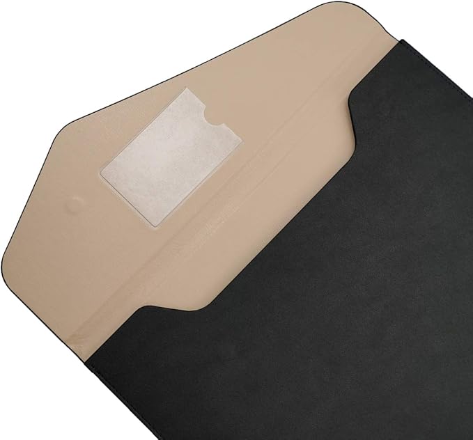 Enyuwlcm PU A4 Leather File Folder Document Holder Folder Stylish Portfolio Envelope Case with Strap and Invisible Magnetic Closure (Black)