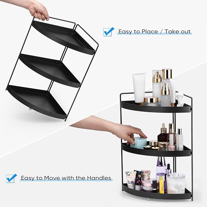 Corner Shelf 3 Tier Bathroom Countertop Organizer ，Kitchen Bathroom Countertop Perfume Trays for Dresser Cosmetic Makeup Organization Standing Shelves Space Saving Holder-NeatNest